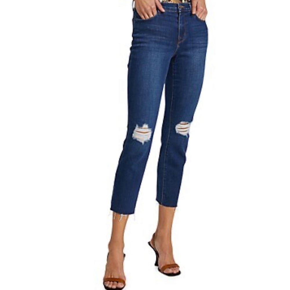 L'AGENCE New Sada High-Rise Distressed Stretch Crop Jeans, 24